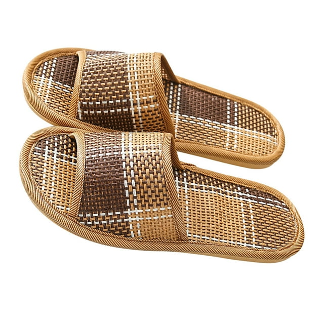 ADDHAT 1Par Zapatillas De Rattan Tejidas Para Interior Pantuflas Veraniegas Multicolor