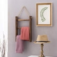 thumbnail image 5 of MyGift Rustic Wood Wall-Hanging Towel Rack Ladder, Brown, 5 of 8