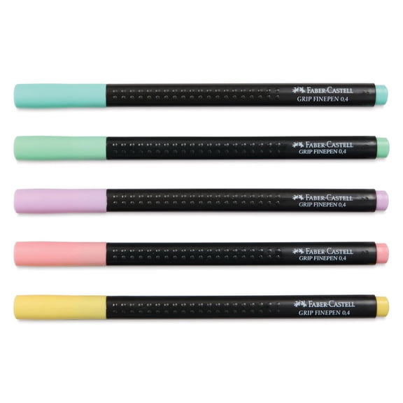 Faber-Castell Black Edition Grip Fineliners - Pastel Colors, Set of 5