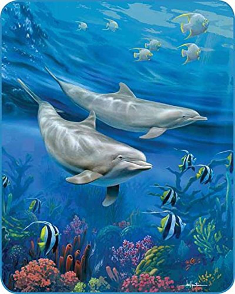 Playful Dolphins Faux Fur Luxury Throw Queen Size Blanket