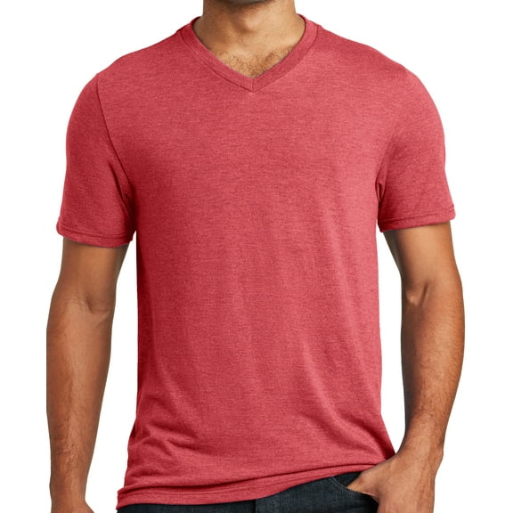 Mens Lighweight TriBlend V-neck Tee Shirt, Red Frost, Medium