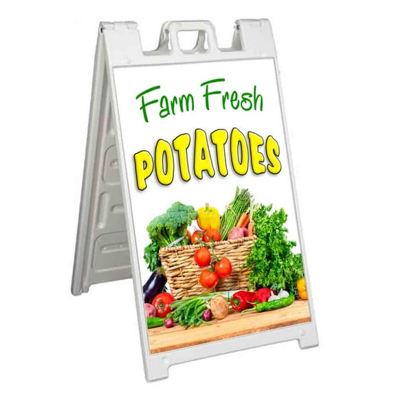 Farm Fresh Potatoes (24" X 36") Standard A-Frame Signicade, Includes Decal Applied To Stand