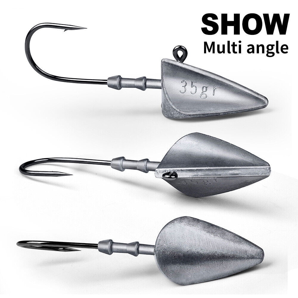 10Pcs Lead Jig Head Striper Soft Lure Fishing Bait Hook for Saltwater Freshwater