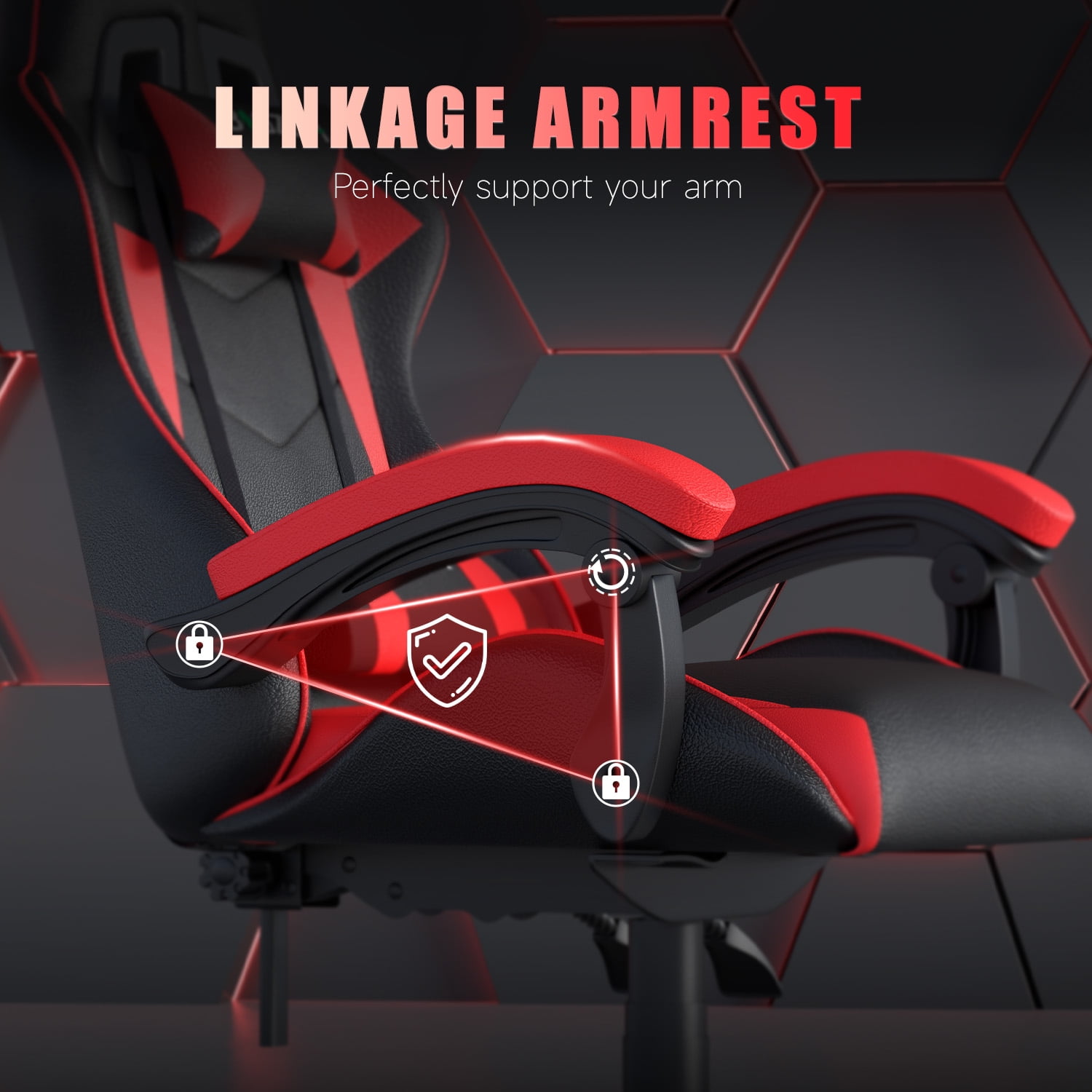 Bigzzia Gaming Chair, Computer with Lumbar Support Height Adjustable with 360-Swivel Seat and Headrest for Office or Gaming (Red)