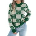 thumbnail image 2 of Dgankt Sweaters for Women Fall and Winter Christmas Plaid Lantern Long Sleeve Pullover Sweater Top,Size S-L, 2 of 3