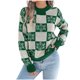 thumbnail image 2 of Suéter de cuello redondo para mujer, otoño e invierno, con farol navideño a cuadros, manga larga, top acrílico para mujer, 2 of 3