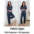thumbnail image 5 of Womens Silk Satin Pajamas Set 2pcs Short Sleeve Button Down Pajama Set Womens Satin Sleepwear Set with Long Pant Womens Soft Loungewear Set, S-XXL, 5 of 11