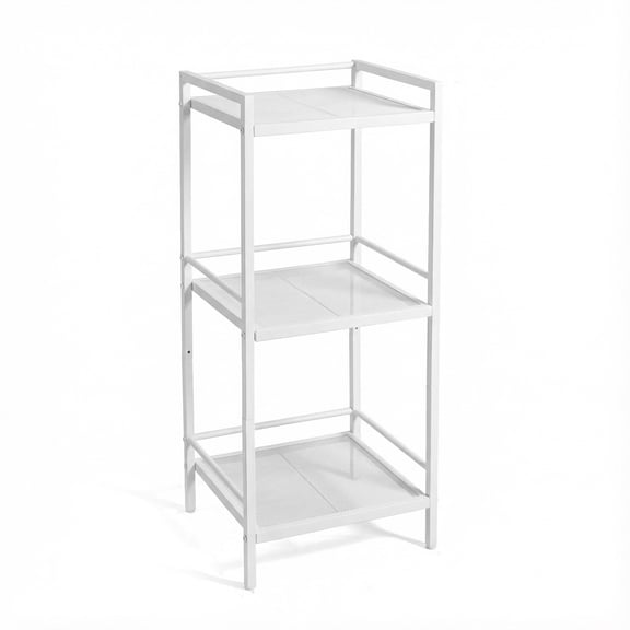3-Tier Freestanding Ladder Storage Shelf – Space-Saving Metal Storage Rack for Bathroom, Kitchen, Living Room, Bedroom, Office, White