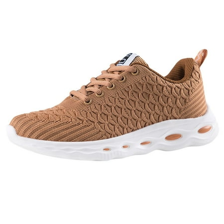 

HGWXX7 Women Flying Woven Mesh Shoes Lace-Up Casual Shoes Student Sports Running Shoes Fall Shoes