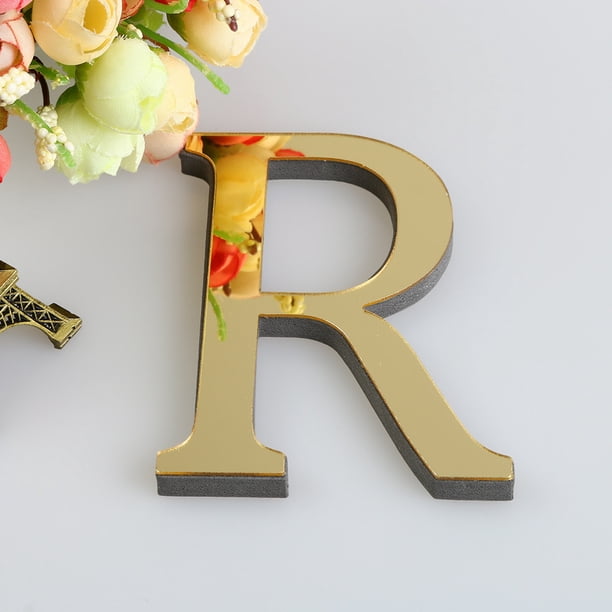 Fiudx Adhesivo de Pared Acrílico para Espejo, 26 Letras Del Alfabeto, Diseño Reflectante Dorado, Decoración para El Hogar y La Oficina, Arte de Pared Versátil, Fácil de Despegar y Pegar, Tamaño de 10