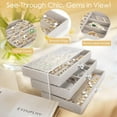 thumbnail image 5 of Jewelry Organizer Box 3 Drawers, Stackable Velvet Jewelry Holder Clear Earring Necklace Ring Storage Display Case with Adjustable Jewelry Box Velvet Trays Grid Size, 5 of 7