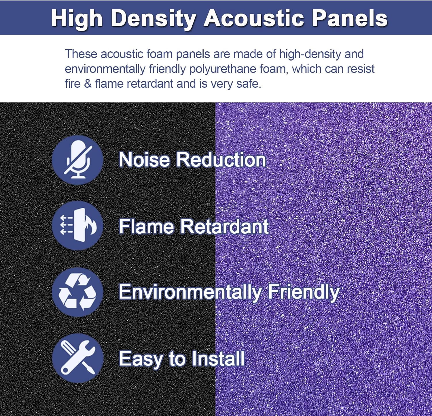 TIANLAIMEI 24 Pack Acoustic Foam Panel Wedge Studio Soundproofing Acoustic Treatment Wall Tiles