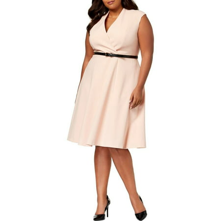 UPC 191797622268 product image for CALVIN KLEIN Womens Pink Sleeveless V Neck Knee Length Shift Dress Plus  Size: 2 | upcitemdb.com