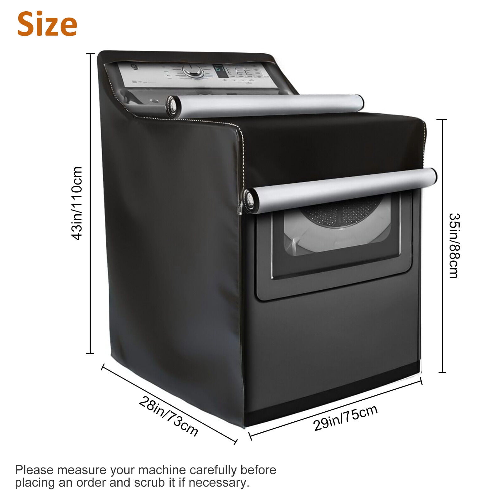 Top Load Washing Machine Cover Dustproof Waterproof Laundry Dryer Protective Cover with Zipper & Storage Bag