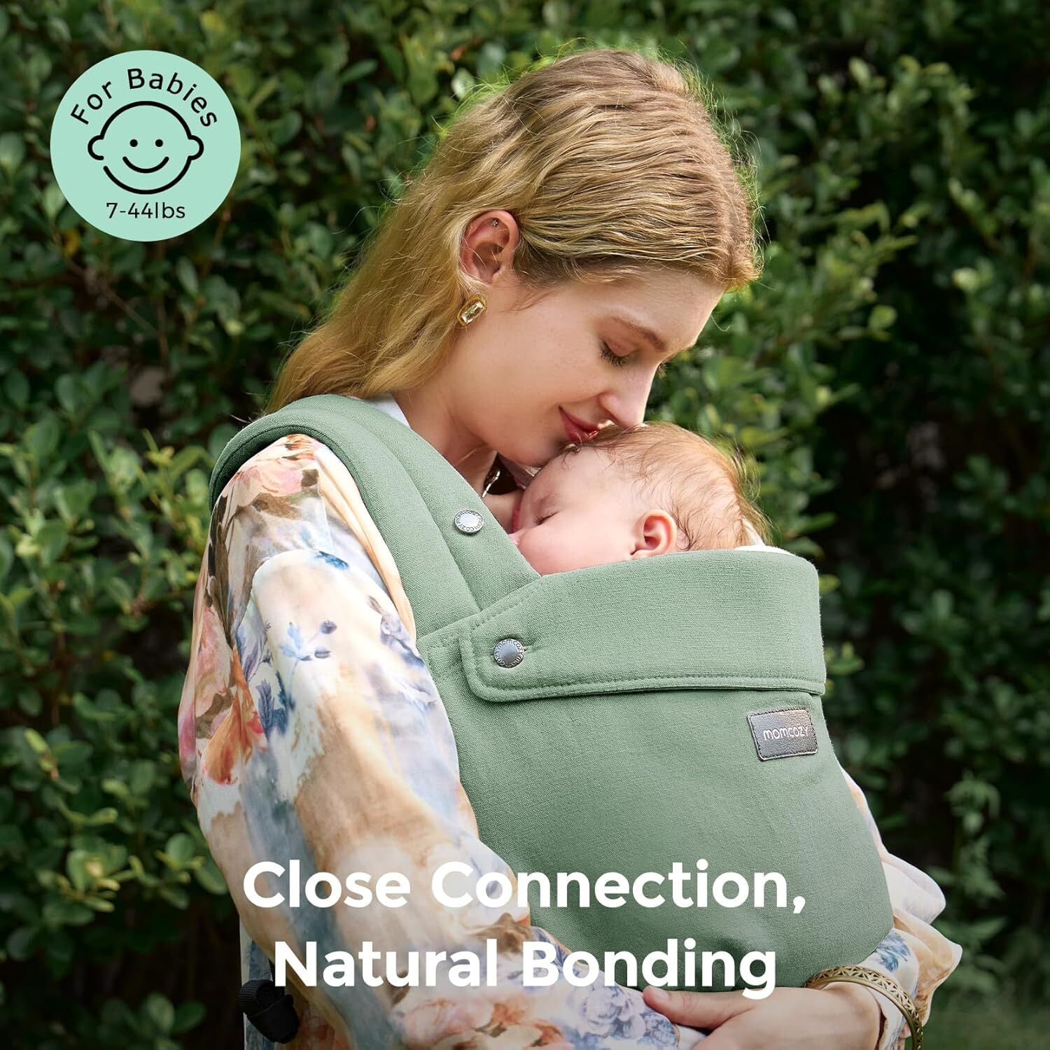 Momcozy Baby Carrier with Natural Cotton Linen, Built to Last, Ergonomic Design, Newborn to Toddler for 7-44lbs, Lightweight and Comfortable, Hands-Free for Moms&Dads, Sage Green
