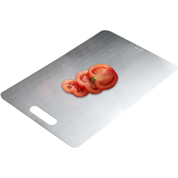 Tabla de cortar de titanio, tabla de cortar antiadherente de acero inoxidable, tablas de cortar de titanio para cocina, tabla de cortar grande, adecuada para carne, frutas y verduras