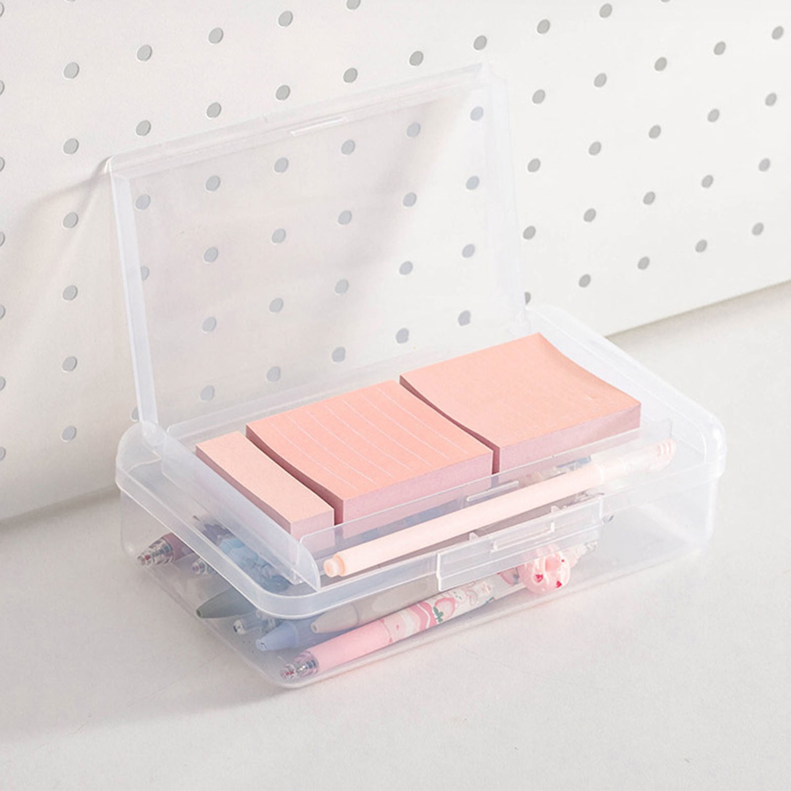 Dvkptbk Pencil Boxes Bilayer Plastic Pencil Box Large Capacity Pencil Boxes Clear Boxes with Snap-tight Lid Stackable and Stylish Office Supplies Storage Organizer Box Pencil Boxes