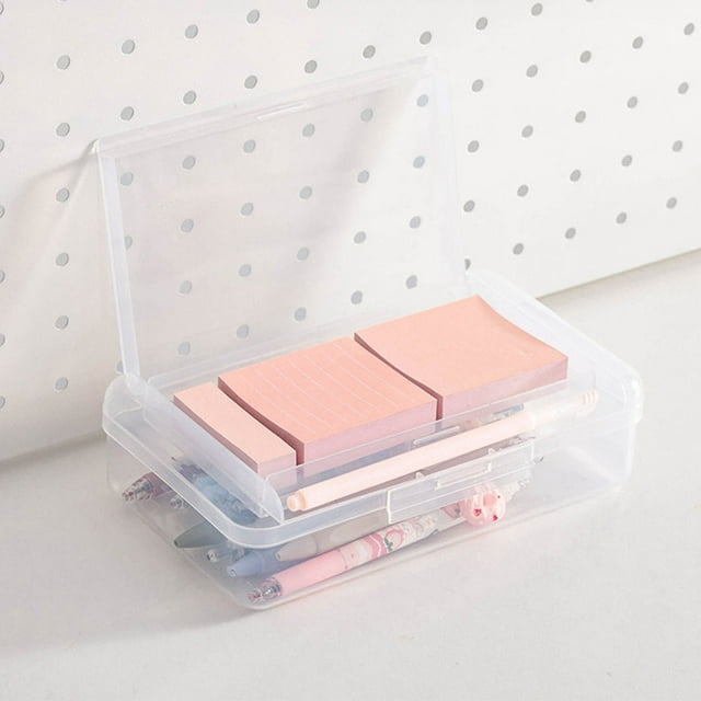 Dpityserensio Bilayer Plastic Pencil Box Large Capacity Pencil Boxes Clear Boxes with Snap-tight Lid Stackable and Stylish office Supplies Storage Organizer Box