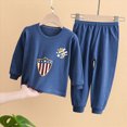 thumbnail image 2 of TOWED22 Toddler Boys Casual Fall 2Pcs Set Long Sleeve Print Pattern Pullover Tee Elastic Waist Joggers Soft Warm Outfits Clothes(Navy,7-8 Y), 2 of 5