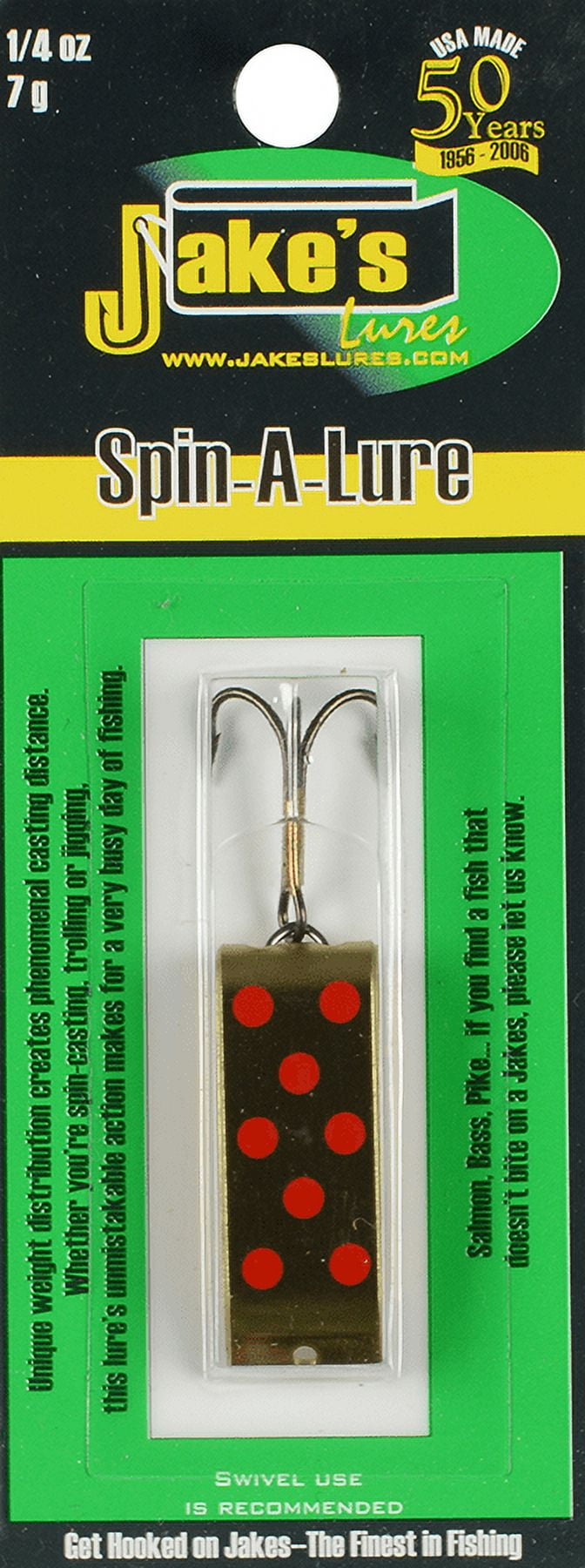 (2 pack) Jake's Spin-A-Lure 1/4oz Gold w Red Dots