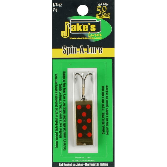 Jake's Spin-A-Lure 1/4oz Gold w Red Dots