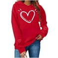 thumbnail image 2 of Avrnliq Valentines Day Sweatshirt for Women, Cute Red Heart & Bow Print Hoodie, Romantic Always & Forever Gift for Her,Size 2XL, 2 of 9