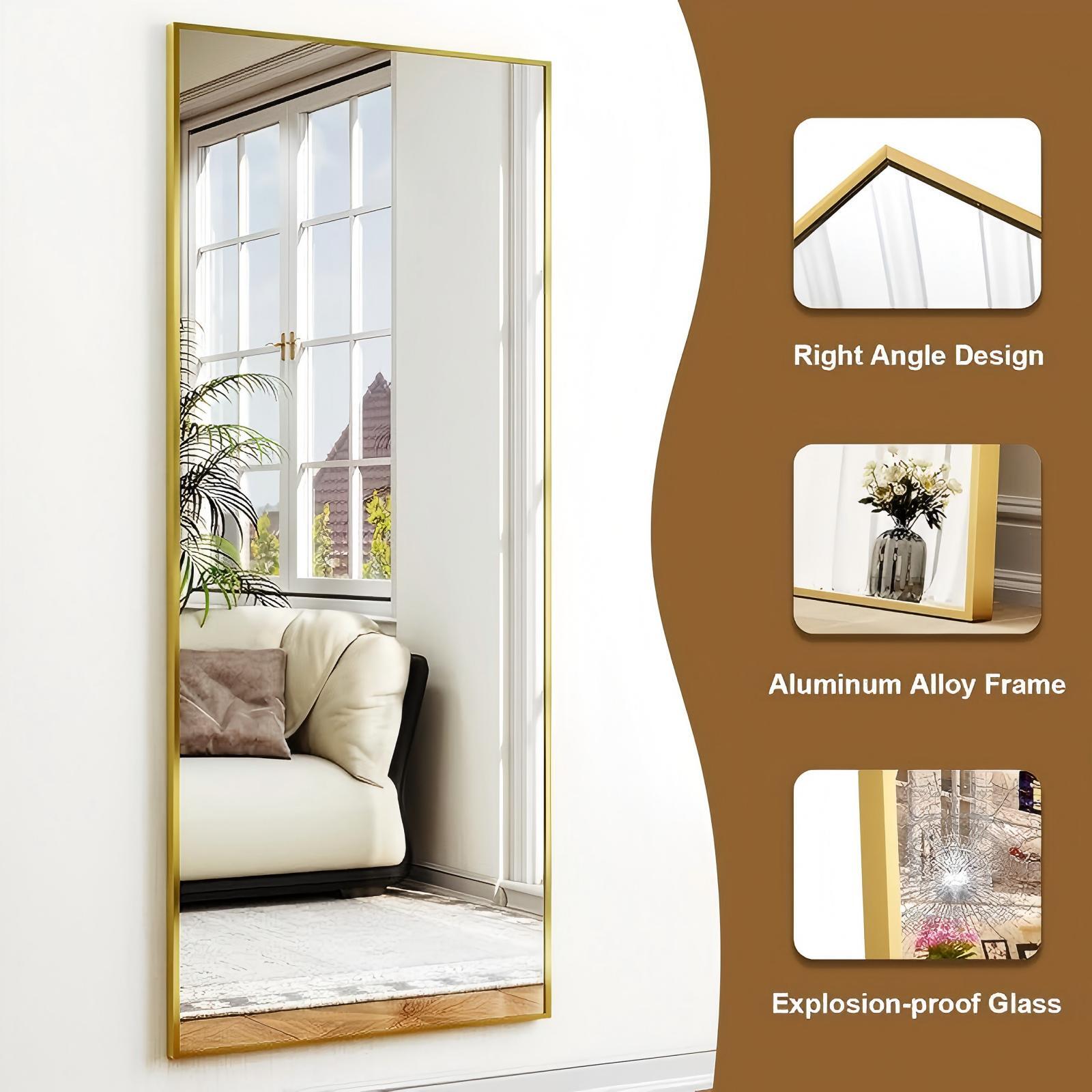 Lumora 64.3"x 21" Full Length Mirror with Frame Large Wall Mounted or Leaning Floor Mirror, Black