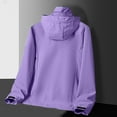 thumbnail image 5 of Feancey Rain Coat Women Lightweight Waterproof Hooded Rain Jackets Full Zip Outdoor Hiking Windbreaker Raincoats with Pockets Purple 4XL, 5 of 5