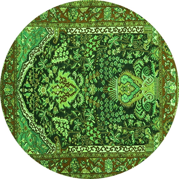 Ahgly Company Indoor Round Persian Green Traditional Area Rugs, 3' Round