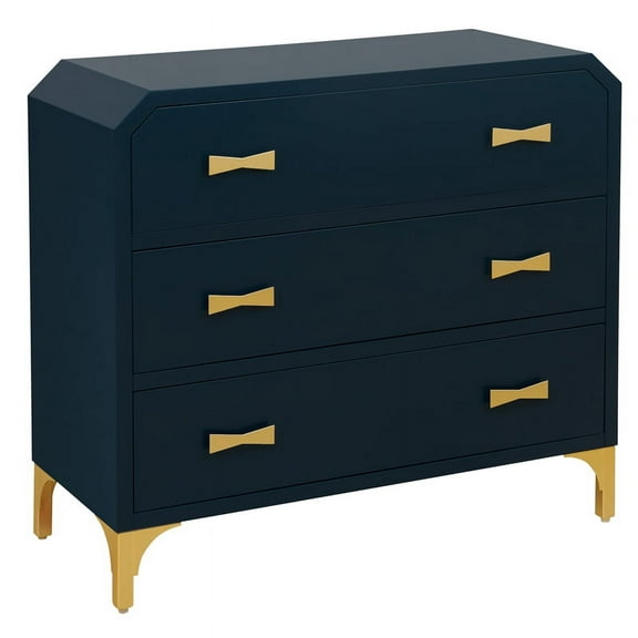 Clip Corner Blue/Gold Three Drawer Chest