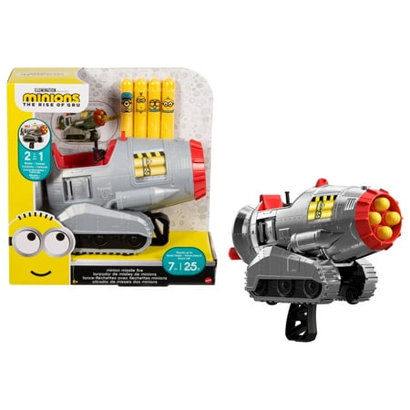Minions Missile Two-in-One Combat Tank & Missile Toy Blaster, Role-Play Accessory with 2 Modes