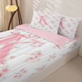 thumbnail image 3 of Manfei Lovely Initial K Zipper Full Size Comforter Sets with Fitted Sheet and 2 Pillowcases,Princess Flower Zipper Bedding Set,Pink,Pink Reversible4pcs, 3 of 8