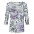 thumbnail image 4 of VOONCAS Womens Tops Print Fall Winter 3/4 Sleeve Casual Crew Neck Multicolor Going Out Tops for Women Size L, 4 of 5