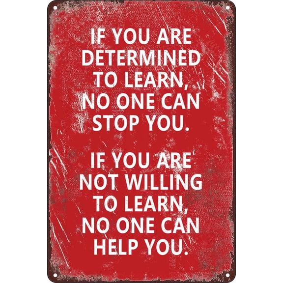 Metal Tin Sign - If You Are Not Willing to Learn Motivational Wall Art Prints Decor for Living Room Office Classroom Library Size: 12 x 16 inch