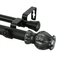 Home Decorative Regent Double Curtain Rod 28-48 inch - Black