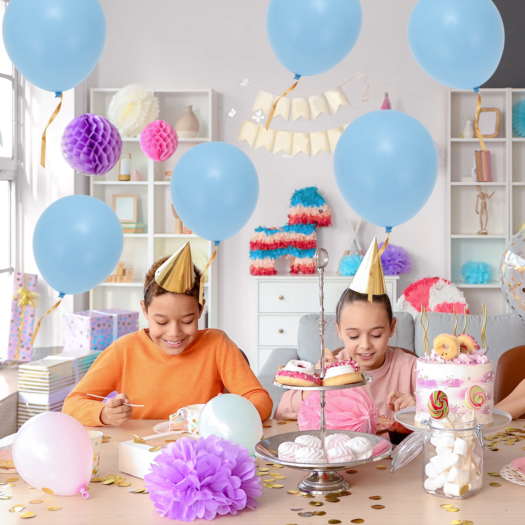 Unique Bargains 20 Pcs Latex Party Balloons 10-inch Round Helium Balloon Light Blue
