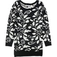 thumbnail image 1 of Charter Club Womens Abstract Floral Tunic Sweater, Black, Plus Size, 0X, 1 of 1