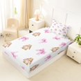 thumbnail image 2 of Manfei Kawaii Bow Rabbit Twin Fitted Sheet,Cartoon Animal Bedding,2pcs,1 Fitted Sheet and 1 Pillowcase, 2 of 6