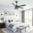 thumbnail image 3 of 52" Modern Black Smart DC Motor Ceiling Fan with Light and Remote for Dining Room and Living Room, 3 of 13
