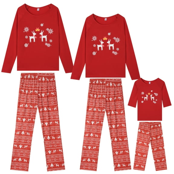 DARING DIVA Top Cute Print Pants Red Family Pajama Set ["Men"] M Red