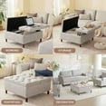 thumbnail image 5 of 35 Inch Extra Large Storage Ottoman Coffee Table, Oversized Square Ottoman with Storage, Tufted Upholstered Ottomans Coffee Tables for Living Room (Fabric, Light Grey), 5 of 7