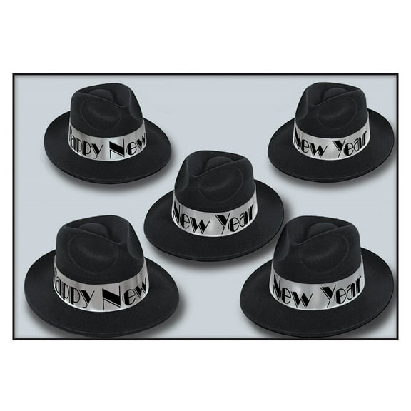 Beistle Club Pack of 25 Swing Silver Fedora "Happy New Years" Legacy Party Favor Hats