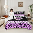 thumbnail image 4 of jejeloiu Leopard Cheetah Pattern Full Size Comforter Sets,Cute Loves Heart Bedding Comforter Set,Purple White Black Bedding Sets For Adults,Super Cozy Room Decor Reversible,3-Piece, 4 of 8