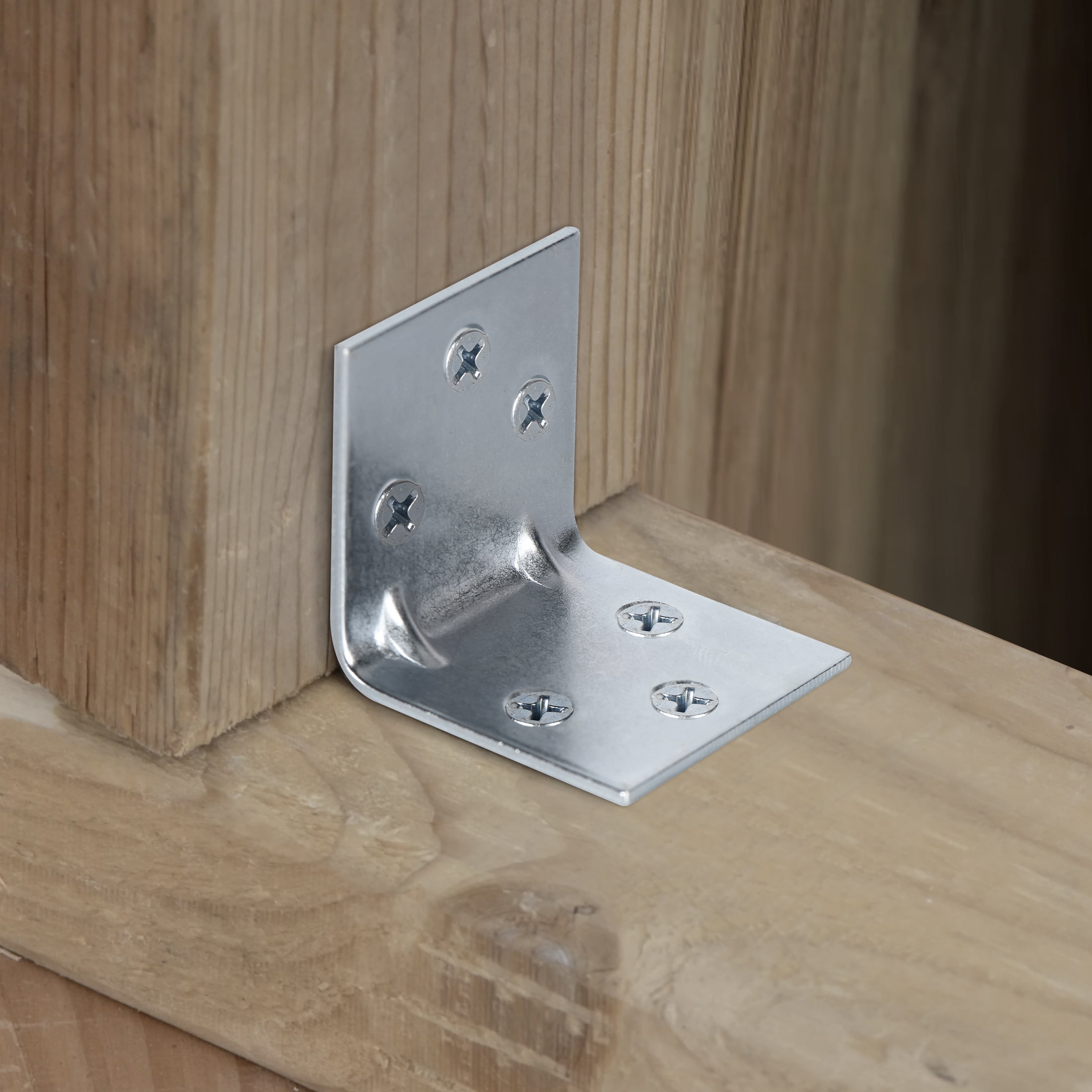 Hyper Tough 2-1/2 inch. x 2-1/2 inch. Double Wide Corner Brace, Steel, Zinc Plated (2 Pack), 2.5 X 1.5 X 0.071 inch