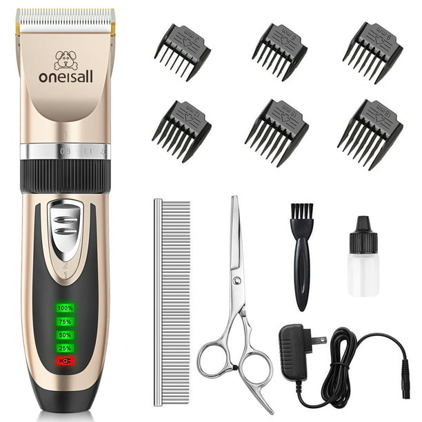 Oneisall Dog Clippers 50db Low 2-Speed Quiet Dog Grooming Kit Rechargeable Cordless Pet Clipper Trimmer Shaver for Small and Large Dogs Cats Animals - Gold - Walmart.com