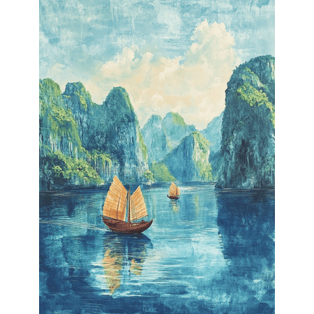 Serene Junks Landscape Canvas Wall Art, Perfect for Living Room,Office, Dining Room, and Hallway Decoration.