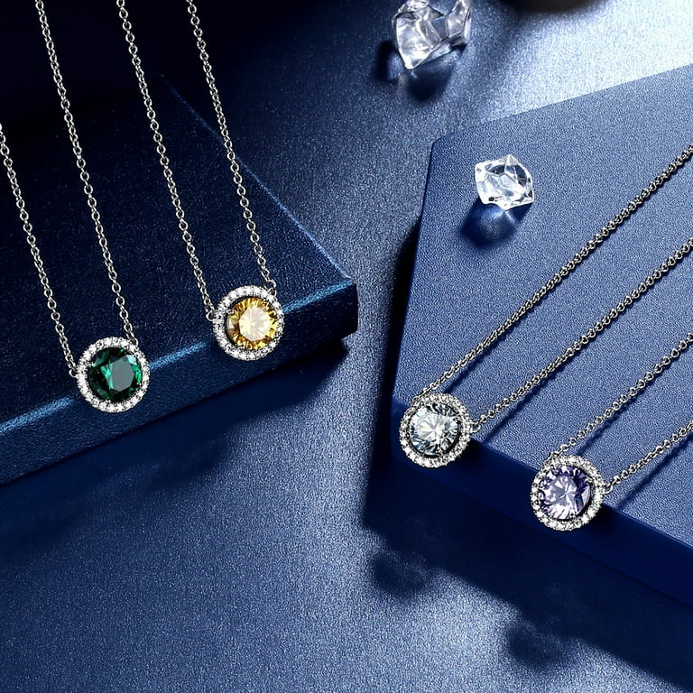 Beautlace Silver Plated June Birthstone Necklace, Round