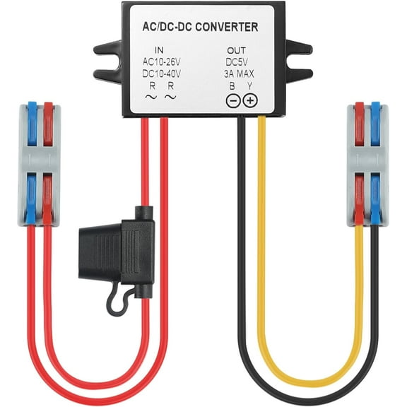 MZHOU AC to DC Converter 12V/24V to 5V Buck Voltage Waterproof Power Module with Fuse for Car Step Down Converter (3A)