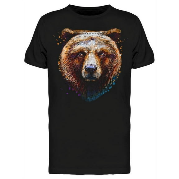 Grizzly Head Front Side T-Shirt Men -Image by Shutterstock, Male XX-Large