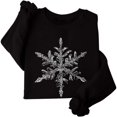 thumbnail image 4 of Christmas Crewneck Sweatshirts for Women Cute Snowflakes Graphic Printed Hoodless Top X-Mas Holiday Festival Long Sleeve Pullover Tops Casual Workout Outfits Black L, 4 of 5
